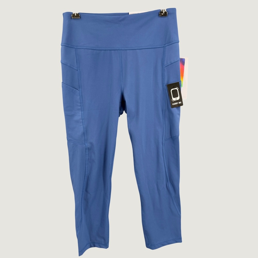 X by Gottex Leggings Medium Blue Inter-Luxe Pockets Compression Cropped New
